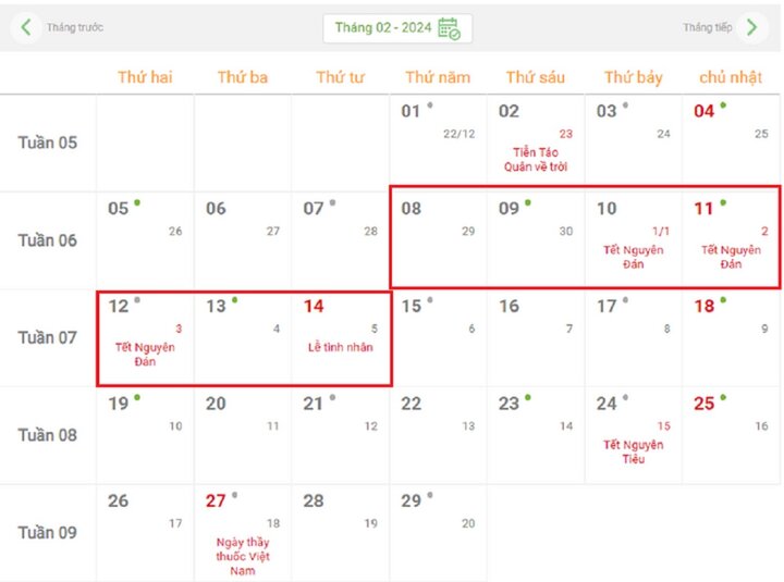 Tết Nguyên đán 2024 được nghỉ mấy ngày? Con số tối đa là 7 ngày, áp dụng cho những người có chế độ nghỉ 2 ngày cuối tuần.