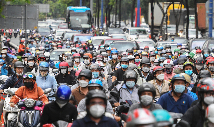 Theo PC08, Công an TP.HCM, trong năm 2023, trên địa bàn TP.HCM xảy ra 1 vụ ùn ứ giao thông. (Hình minh hoạ: Hải Long)