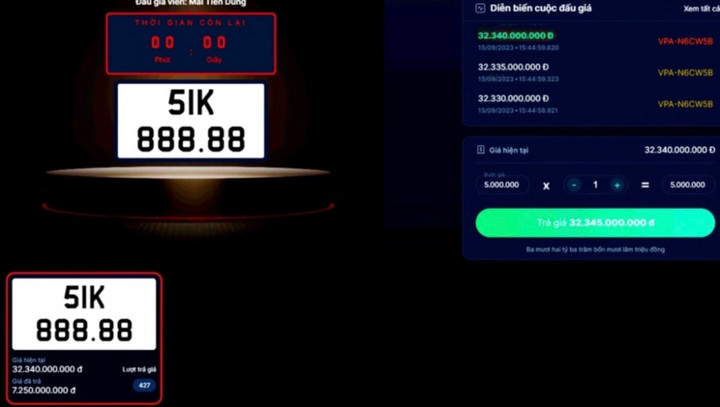 Biển số đẹp được đưa ra đầu giá trong thời gian qua. (Ảnh minh họa: KT)