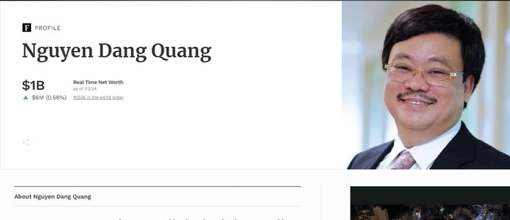 Tỷ phú Nguyễn Đăng Quang trở lại danh sách tỷ phú của Forbes. (Ảnh: Forbes)