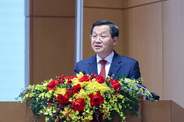 Phó Thủ tướng Lê Minh Khái phát biểu tại Hội nghị. (Ảnh: VGP/Nhật Bắc)