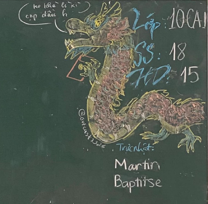 Con rồng - con giáp của năm 2024 - được vẽ đầy khí thế. (Ảnh: The Outcast)