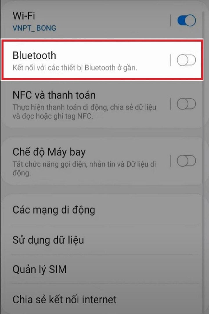 Bật Bluetooth.