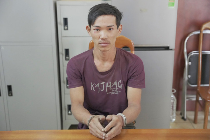 Nghi phạm Nguyễn Thanh Tâm tại cơ quan điều tra. (Ảnh Công an cung cấp)