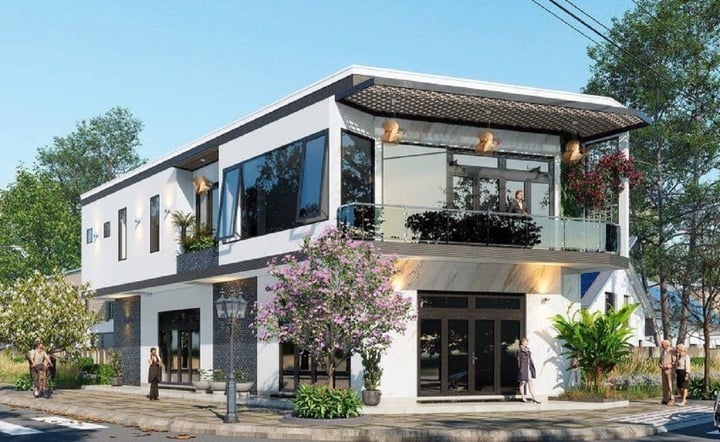 Mẫu nhà 2 tầng, 2 mặt tiền phù hợp nhiều mô hình kinh doanh khu vực tầng 1, tầng 2 để ở. (Ảnh: Thietkenhadephaiphong)
