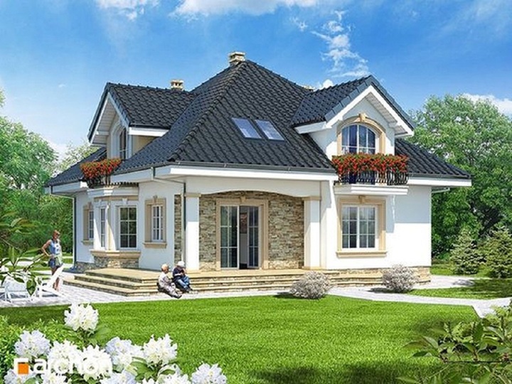Mẫu nhà vuông 1 tầng mái thái thiết kế hiện đại. (Ảnh: trongoixaynha)