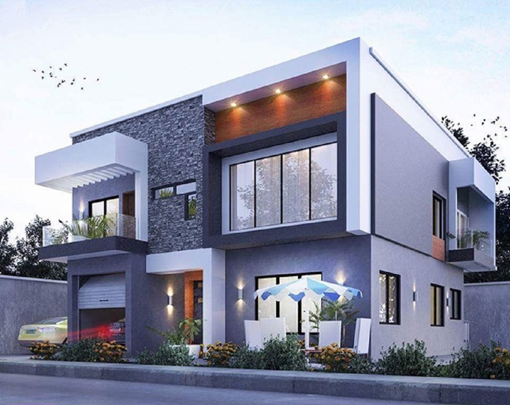 Mẫu thiết kế nhà vuông trẻ trung, hiện đại, tận dụng triệt để các góc vuông của lô đất. (Ảnh: Wedo.vn)