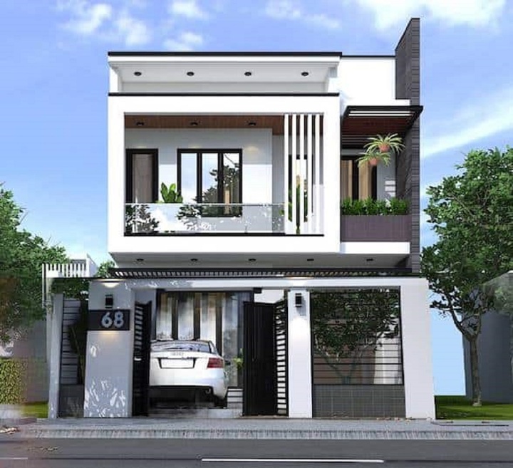 Mẫu thiết kế nhà vuông 2 tầng đơn giản, đầy đủ tiện ích. (Ảnh: Wedo.vn)