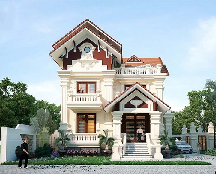 Mẫu thiết kế nhà vuông cổ điển. (Ảnh: trongoixaynha)