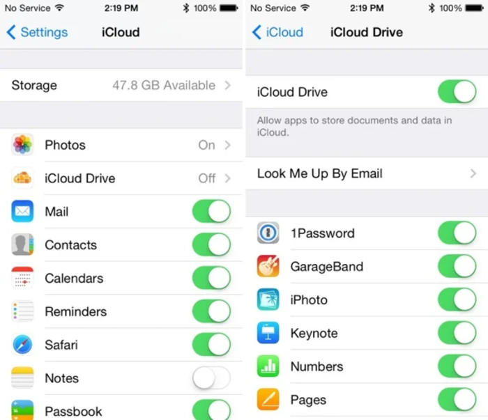 Cài đặt > iCloud > iCloud Drive > tắt tùy chọn Use Cellular Data.