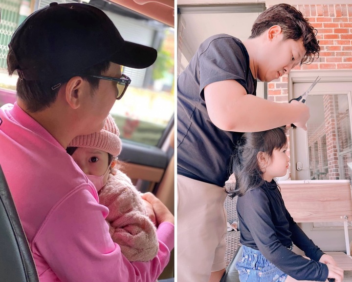Dù bận rộn nhưng Trường Giang vẫn dành thời gian để tự tay chăm sóc các con.