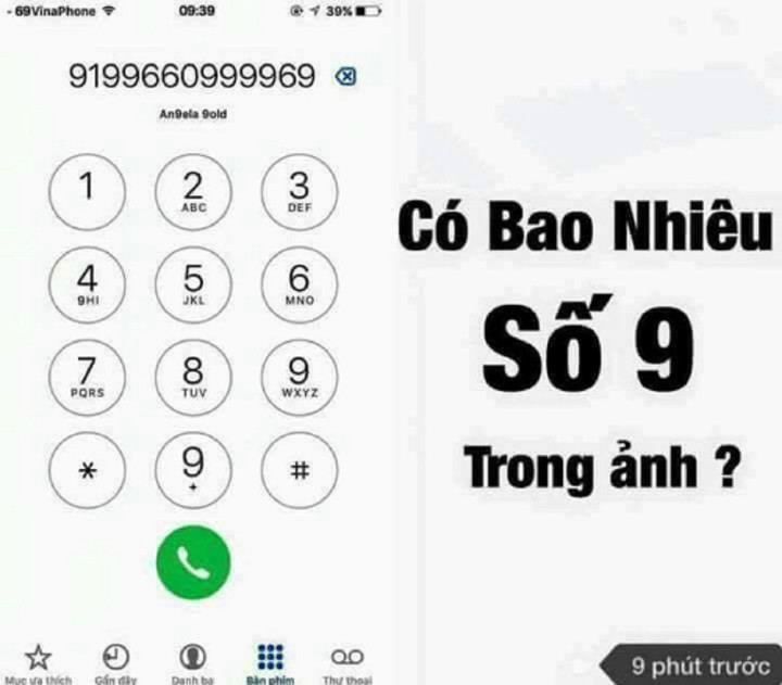 Có tất cả bao nhiêu số 9 trong hình.