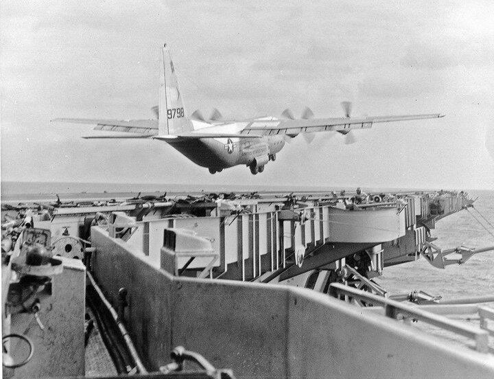 The KC-130 took off on the aircraft carrier USS Forrestal in 1963.