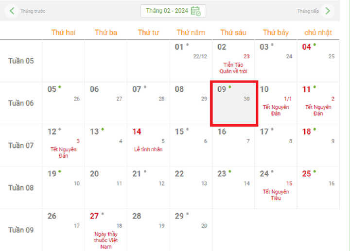 Theo Lịch vạn niên, năm nay sẽ có ngày 30 tháng Chạp. (Ảnh chụp màn hình)
