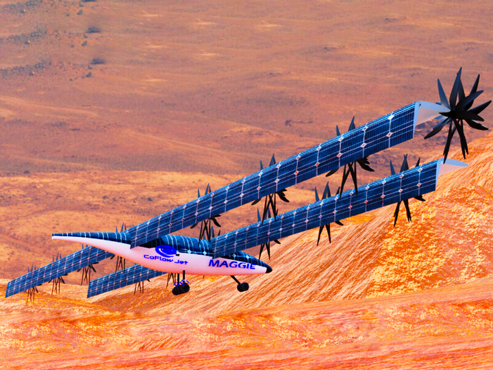 Chiếc máy bay thám hiểm mới có tên đầy đủ Mars Aerial and Ground Global Intelligent Explorer (viết tắt là MAGGIE), nhiệm vụ của nó là tìm kiếm nước trong bầu khí quyển trên cao của Hỏa tinh. (Ảnh: NASA)