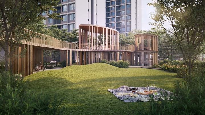 Bên cạnh lợi thế vị trí và mật độ xây dựng dưới 25%, Lumi Hanoi còn sở hữu hệ cảnh quan xanh 4.3ha nội khu và hơn 5ha công viên xanh được Nhà nước quy hoạch kế cận, mang đến chất lượng không khí cao bậc nhất khu vực Hà Nội. (Ảnh phối cảnh)