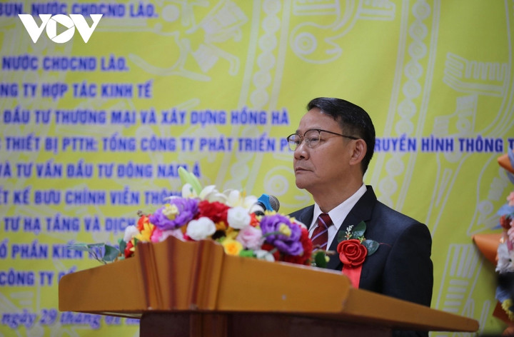 Lãnh đạo tỉnh Xaysomboun phát biểu tại buổi lễ.