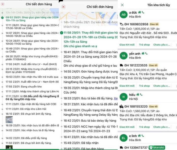 Đơn hàng mất 6 - 7 ngày vận chuyển vẫn còn nằm trong các kho của Giao hàng tiết kiệm. (Ảnh: Đại Việt)