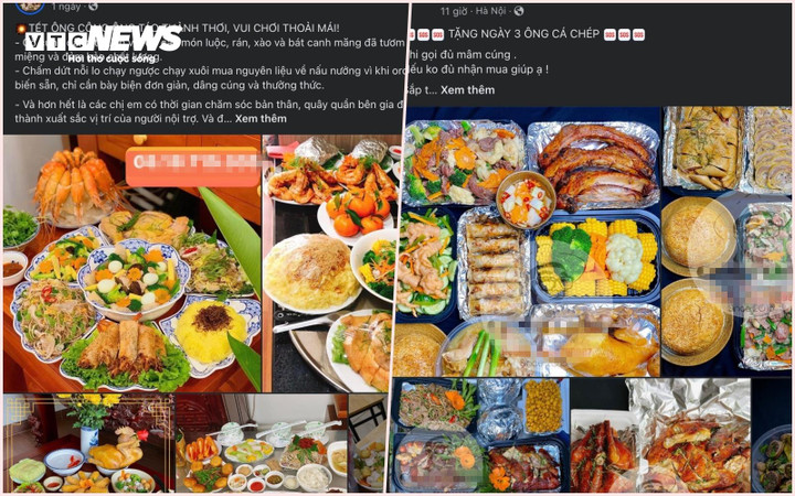 Nhằm thu hút khách trong dịp cúng ông Công ông Táo, nhiều cơ sở nấu cỗ cúng online thậm chí còn tặng cả cá chép. (Ảnh chụp màn hình)