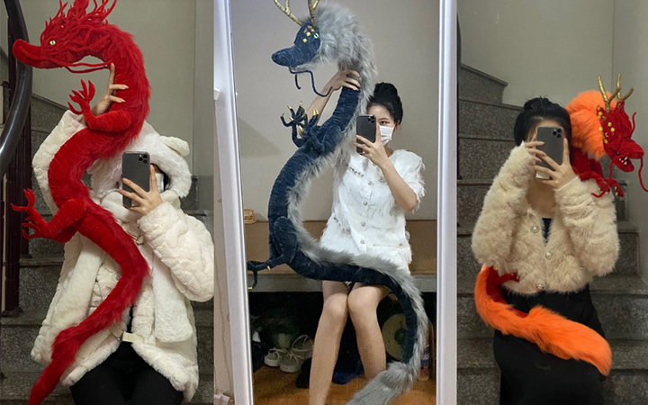 Các linh vật rồng bằng kẽm nhung của Duyên Phạm gây sốt mạng. (Ảnh: Tiktok/@_amduynn)