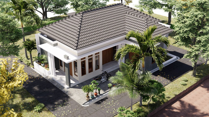 Căn nhà chữ L sân vườn đẹp hiện đại được thiết kế với phong cách kiến trúc thời thượng và tinh tế, sở hữu một loạt các yếu tố nổi bật như sơn trắng sứ kết hợp với màu nâu cà phê, mái nhật màu nâu truyền thống, và sử dụng vật liệu hiện đại như gạch và đá ốp tường. Với việc sử dụng kính cường lực, biệt thự mang lại không gian hiện đại và thoáng đãng. (Ảnh: Vinavic)