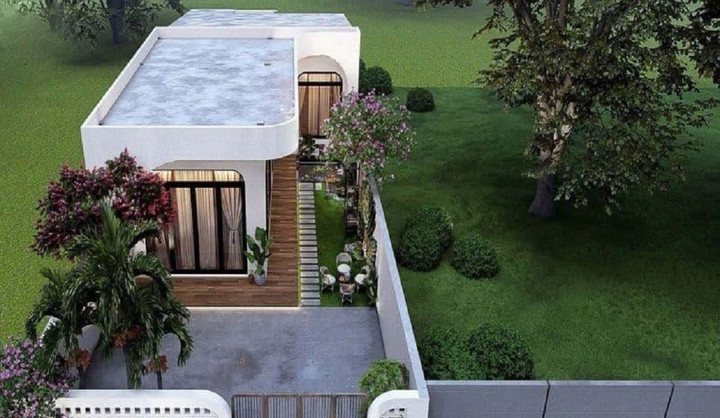 Mẫu nhà vườn 700 triệu được thiết kế 1 tầng, phù hợp với khu vực thành thị. (Ảnh: Thietkecongnhadep)