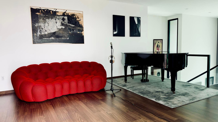 Căn nhà được trang trí bằng những nội thất hiện đại với màu sắc trang nhã, sang trọng. Đặc biệt, Hồng Nhung sử dụng nhiều tranh trừu tượng để tô điểm cho không gian.