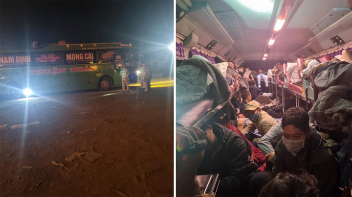 Trạm Cảnh sát giao thông Quang Trung phạt 20 triệu đồng xe khách chở quá gấp đôi số người quy định. (Ảnh: Công an TP Hải Phòng)