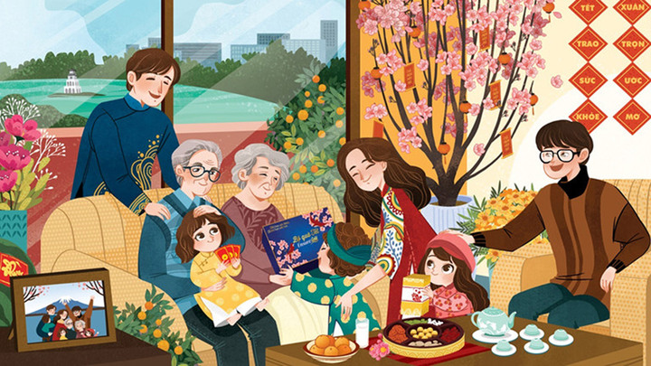 Ngày tết ai cũng muốn được sum họp với người thân yêu, ruột thịt. (Minh họa: WEleam)