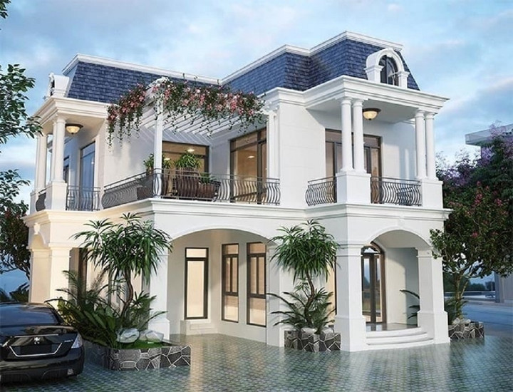 Mẫu biệt thự 2 tầng chi phí xây dựng khoảng 1 tỷ được thiết kế đơn giản nhưng vẫn toát nên vẻ sang trọng, hiện đại. (Ảnh: Vinavic)