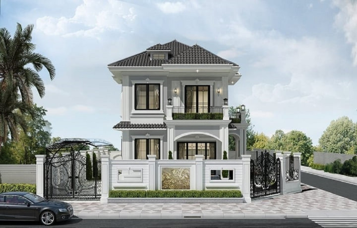 Mẫu biệt thự được xây dựng, thiết kế không quá cầu kỳ nhưng vẫn vô cùng bắt mắt. (Ảnh: Vinavic)