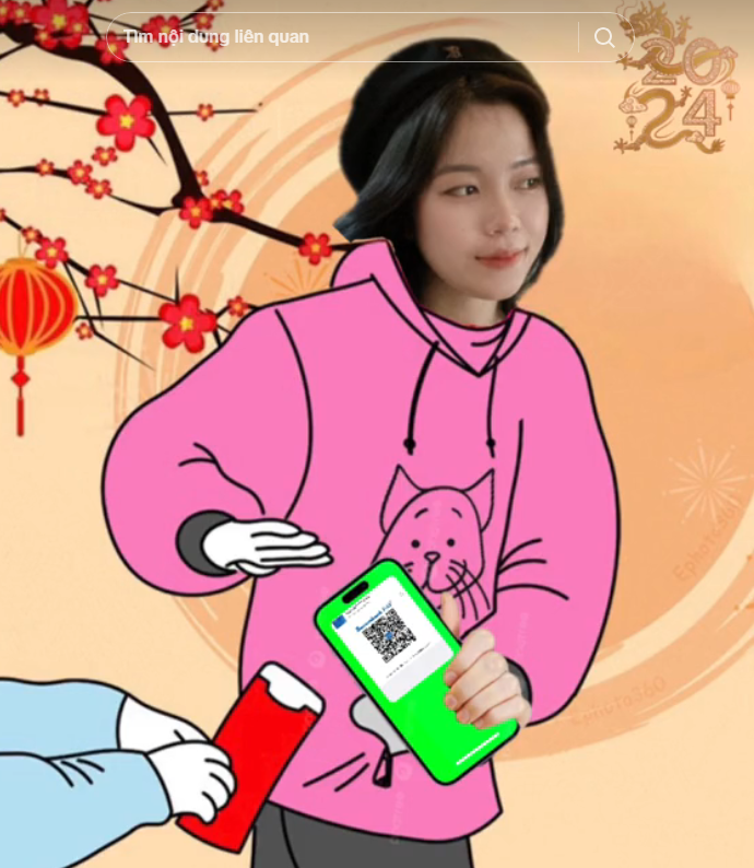 Trend ghép ảnh chibi có chân dung và mã QR cũng được nhiều bạn trẻ hưởng ứng trong dịp Tết Nguyên đán Giáp Thìn 2024. (Ảnh: Titkok/Phương Ngân)