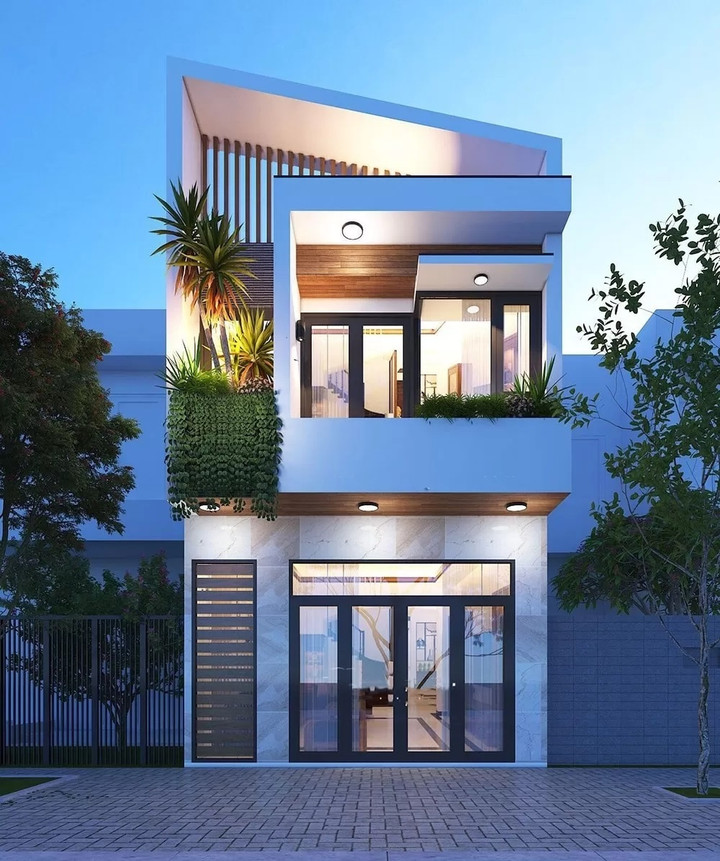 Mẫu nhà phố tận dụng ô cửa kính lấy sáng tối đa. (Ảnh: Vinavic)