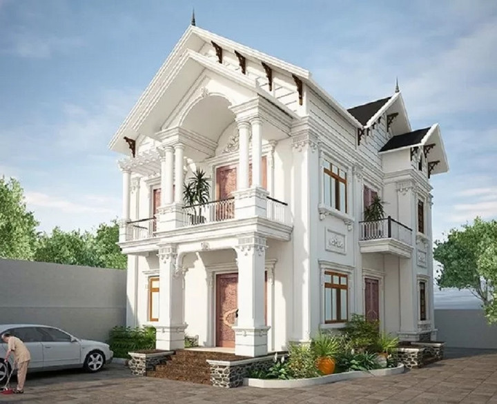 Mẫu nhà 2 tầng giá 1 tỷ với phong cách tân cổ điển đẹp, sang trọng và đầy đủ công năng. (Ảnh: Vinavic)