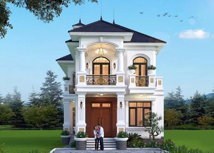 Mẫu nhà được thiết kế 2 tầng với chi phí khoảng 1 tỷ được thiết kế vô cùng sang trọng. Đây là mẫu nhà được nhiều người yêu thích lựa chọn xây dựng nhất. (Ảnh: Vinavic)