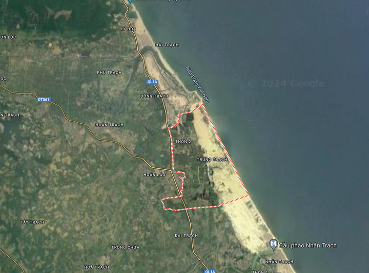 Xã Trung Trạch nơi xảy ra sự việc. (Ảnh: Google maps)