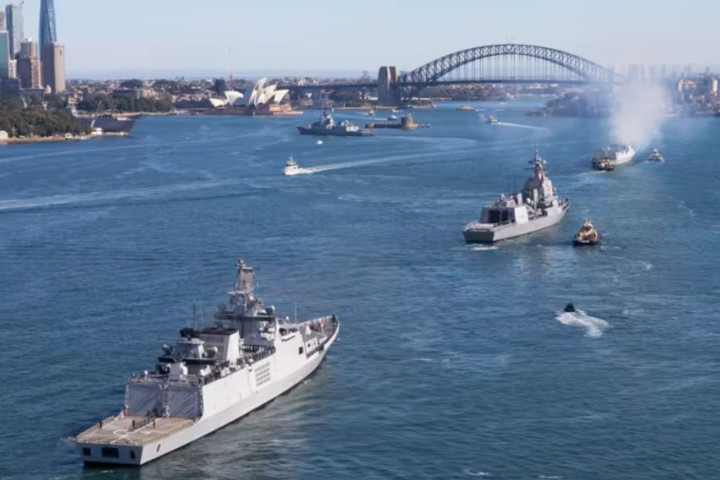 Các tàu tham gia cuộc tập trận mang tên Malabar 2023. (Ảnh: Getty)