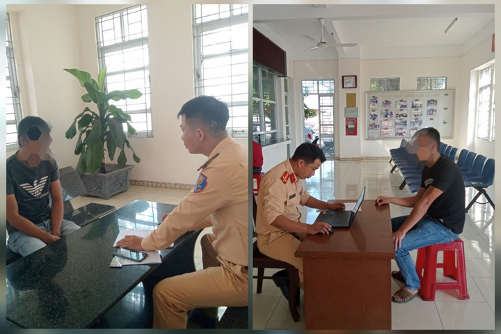 Hai thanh niên làm việc tại Công an (Ảnh: CACC)