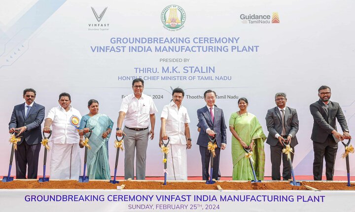 Ngày 25/2, VinFast chính thức động thổ nhà máy xe điện tại Ấn Độ.