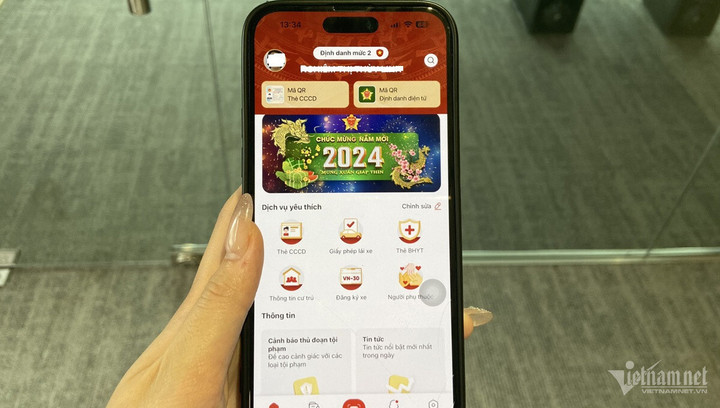 Ứng dụng định danh điện tử quốc gia VNeID đã được cập nhật 8 tiện ích. (Ảnh: DV)