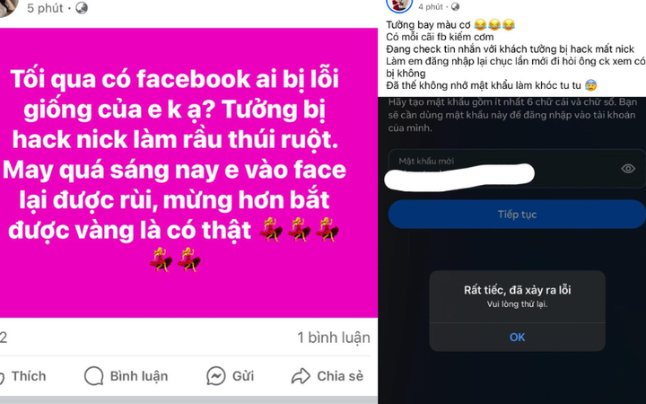 Người dùng Facebook hoang mang vì sợ mất tài khoản. (Ảnh chụp màn hình)