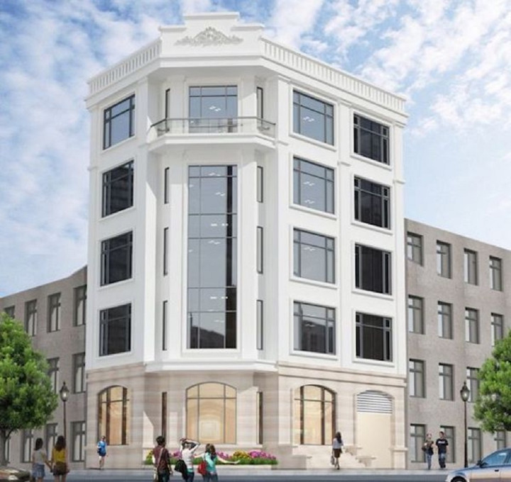 Mẫu nhà lô góc 2 mặt tiền được thiết kế với nhiều ô cửa kính lấy sáng tối đa, thích hợp kinh doanh. (Ảnh: noithatzito)