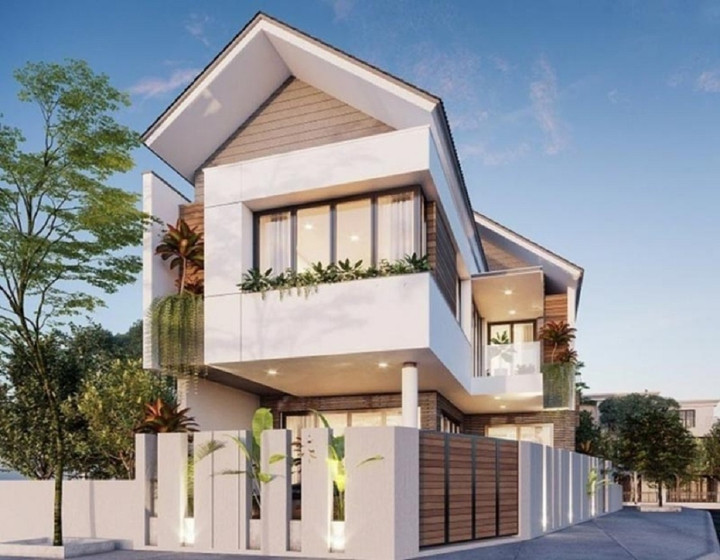 Mẫu nhà 2 mặt tiền được thiết kế đơn giản với 2 tầng được nhiều người yêu thích. (Ảnh: noithatzito)