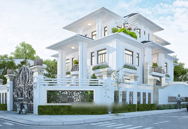 Mẫu nhà lô góc được thiết kế sang trọng, toát sự giàu có của gia chủ. (Ảnh: noithatzito)