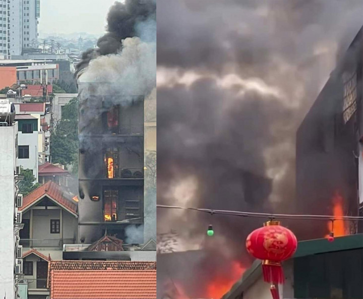 Ngọn lửa cháy lan sang nhà bên cạnh. (Ảnh: Văn Ngân-VOV)