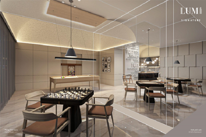 Thư viện, phòng chơi game gia đình, hay phòng chơi golf 3D,... là những tiện ích trong tòa nhà được thiết lập nhằm mang đến trải nghiệm “cá nhân hóa” cho từng thành viên trong gia đình (Ảnh phối cảnh)