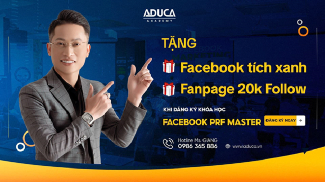Khoá học Facebook PRF Master với nhiều quà tặng hấp dẫn.