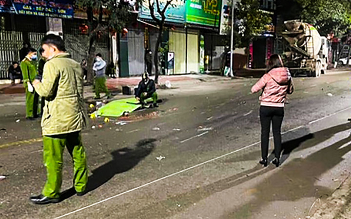 Hiện trường vụ tai nạn giao thông khiến 2 người tử vong.