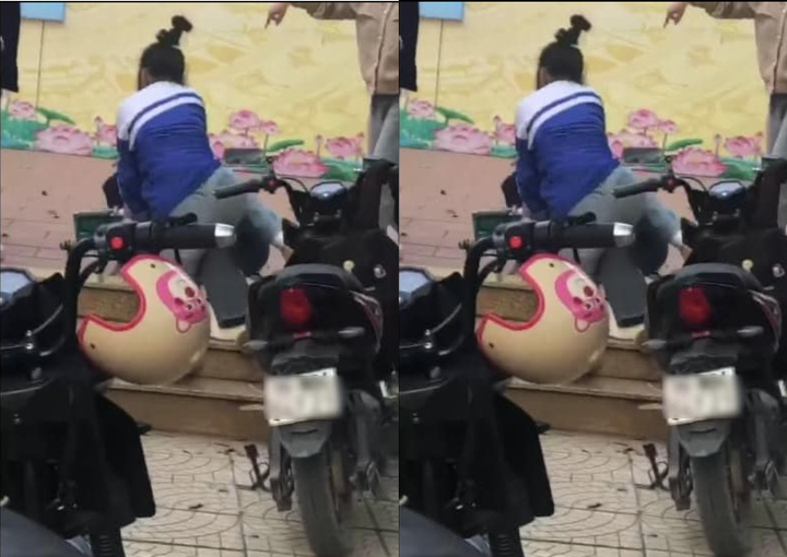 Hai nữ sinh trường THPT Mỹ Văn (Phú Thọ) mâu thuẫn, đánh nhau trong trường. (Ảnh cắt từ video)