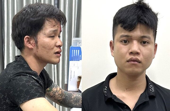 Sinh và Cường tại cơ quan công an.